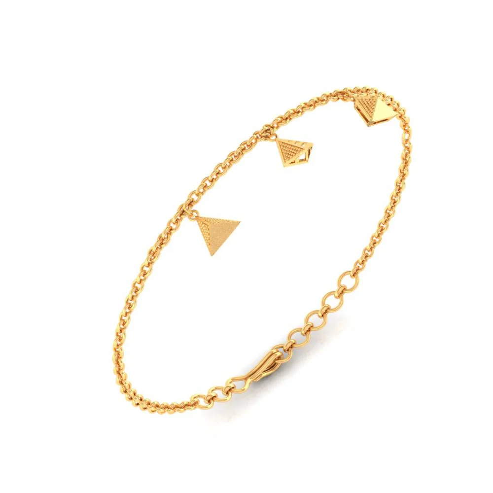 18k Exquisite Gold Bracelet With Beautiful Triangular Designs - Image 2