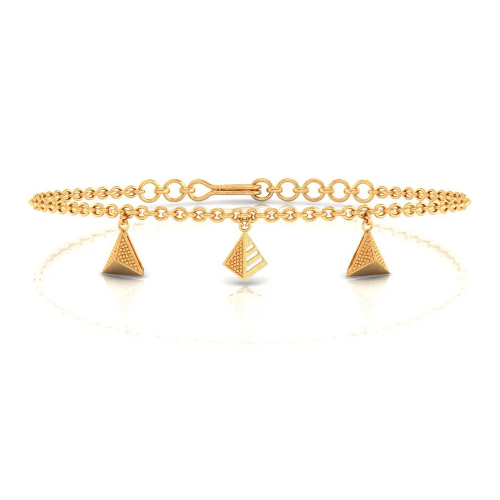 18k Exquisite Gold Bracelet With Beautiful Triangular Designs - Image 3