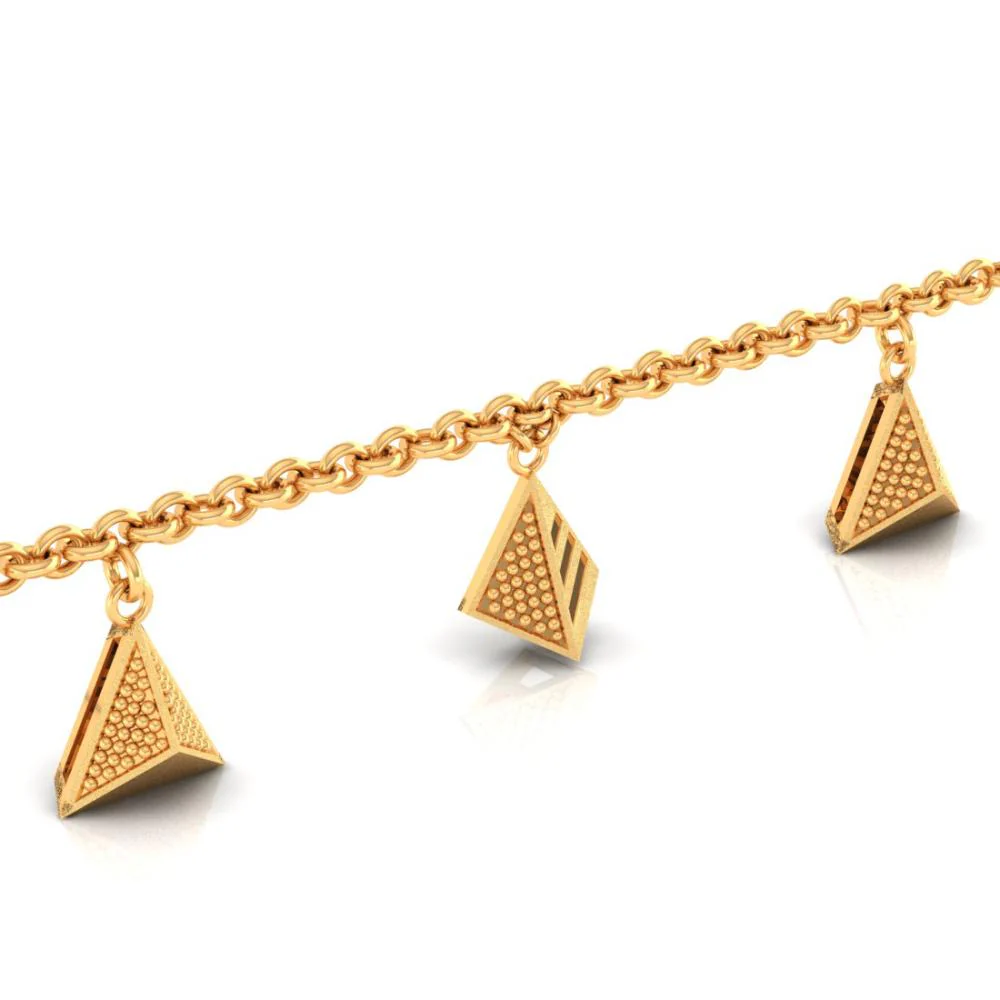 18k Exquisite Gold Bracelet With Beautiful Triangular Designs - Image 4