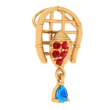 18k Festive Special Gold Pendant For Women With Gemstone - Image 2