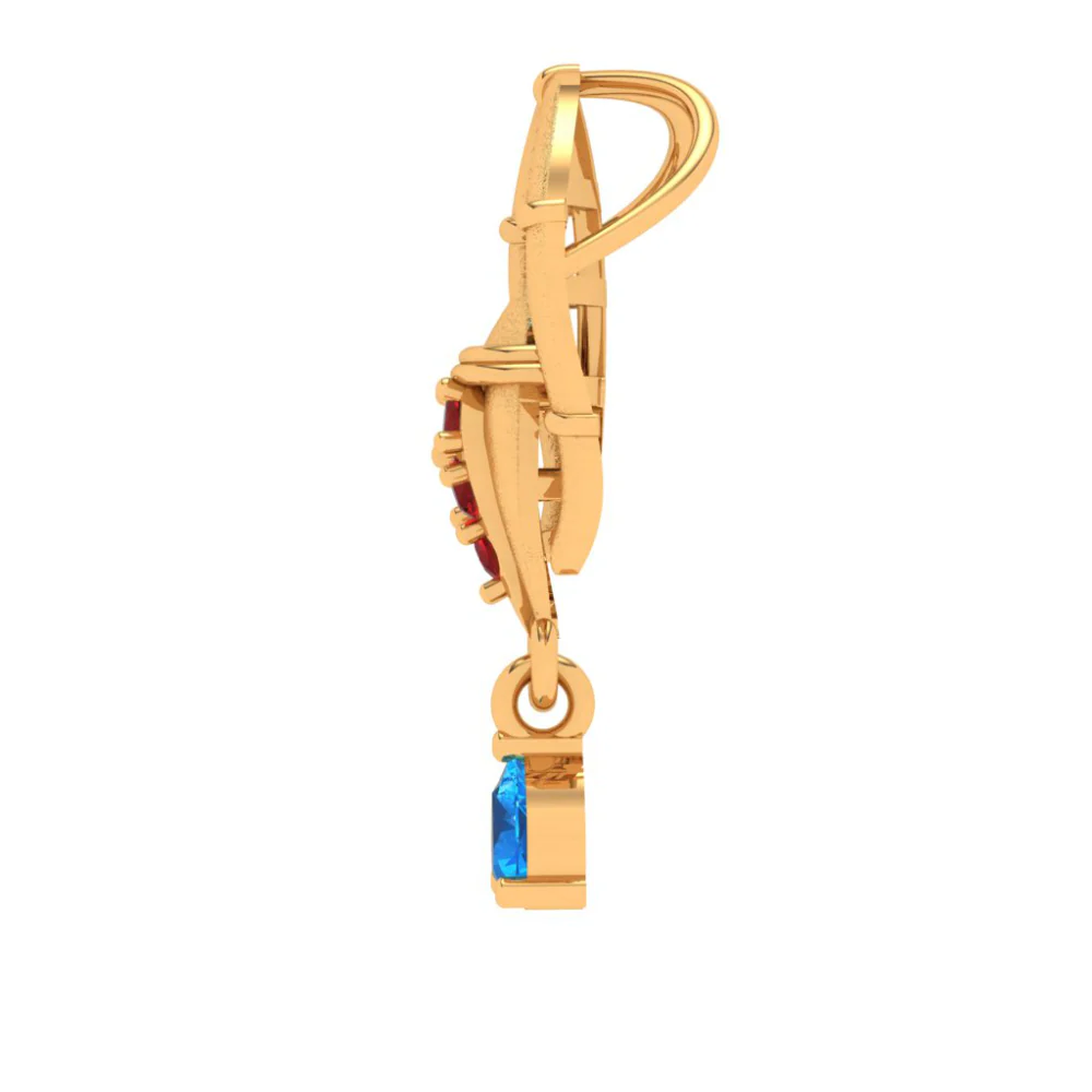 18k Festive Special Gold Pendant For Women With Gemstone - Image 3