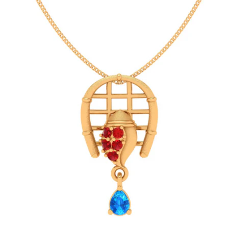18k Festive Special Gold Pendant For Women With Gemstone - Image 4