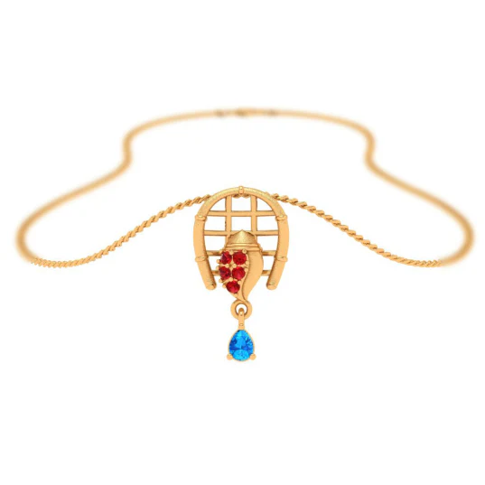 18k Festive Special Gold Pendant For Women With Gemstone - Image 6