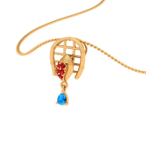 18k Festive Special Gold Pendant For Women With Gemstone - Image 7