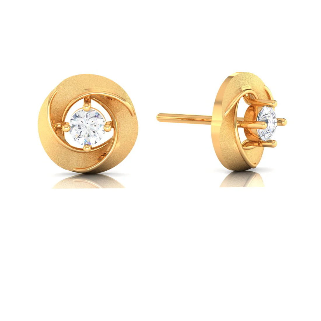 18k Flower Shape 18k Diamond Gold Earrings - Image 2