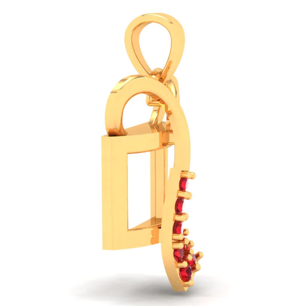 18k Gift Box Shaped Gold Pendant With Red Stones From Online Exclusive Collection - Image 3