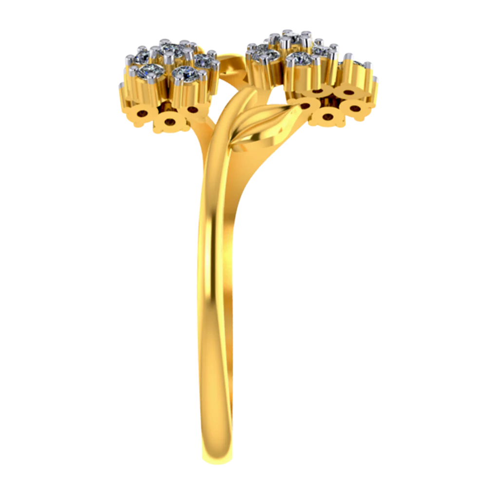 18k Gold And Diamond Embellished Ring With Flower Design For Women From Pc Chandra - Image 4