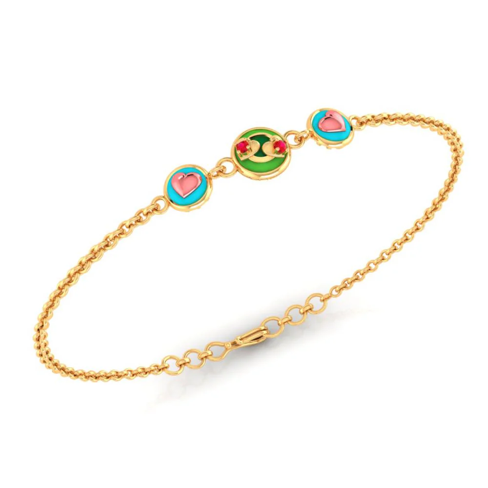 18k Gold Bracelet Featuring Three Distinct Heart-shaped Patterns - Image 3