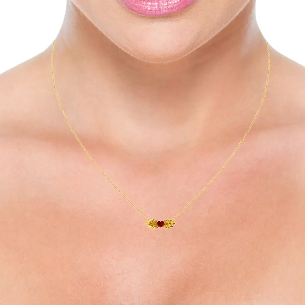 18k Gold Chain Pendant With A Heart And Leafy Designs - Image 5