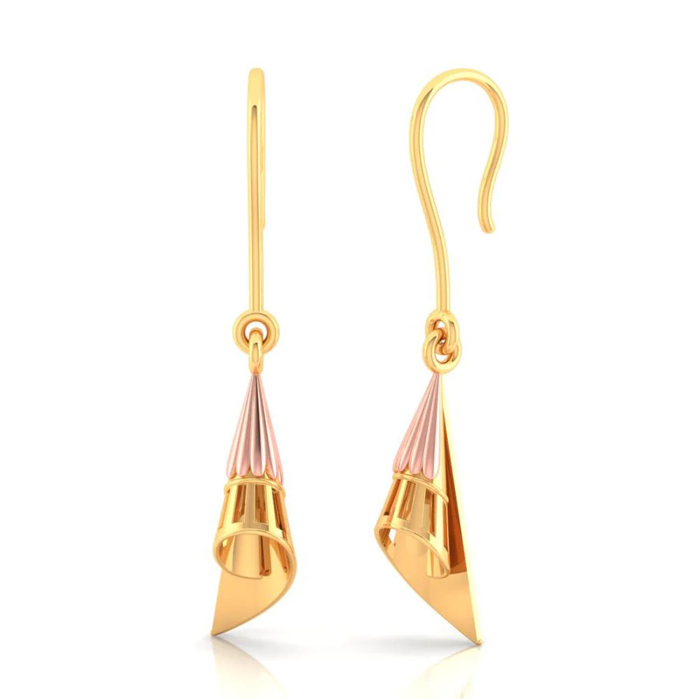 18k Gold Conical Earrings With A Hint Of Yellow Gold - Image 2