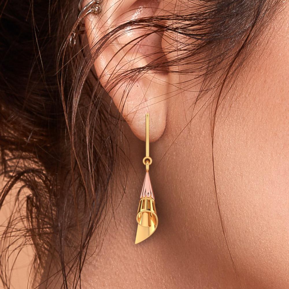 18k Gold Conical Earrings With A Hint Of Yellow Gold - Image 5