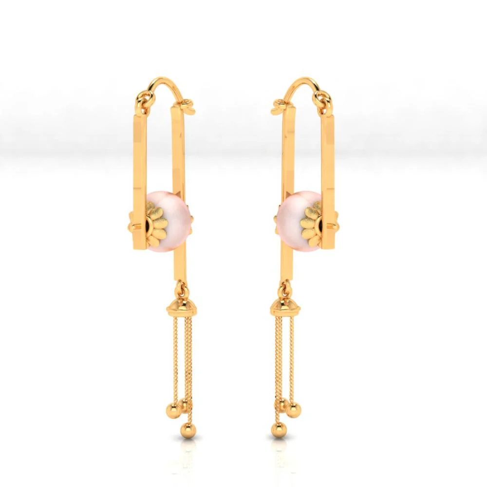 18k Gold Dangler Earrings With Very Unique Craftsmanship - Image 3