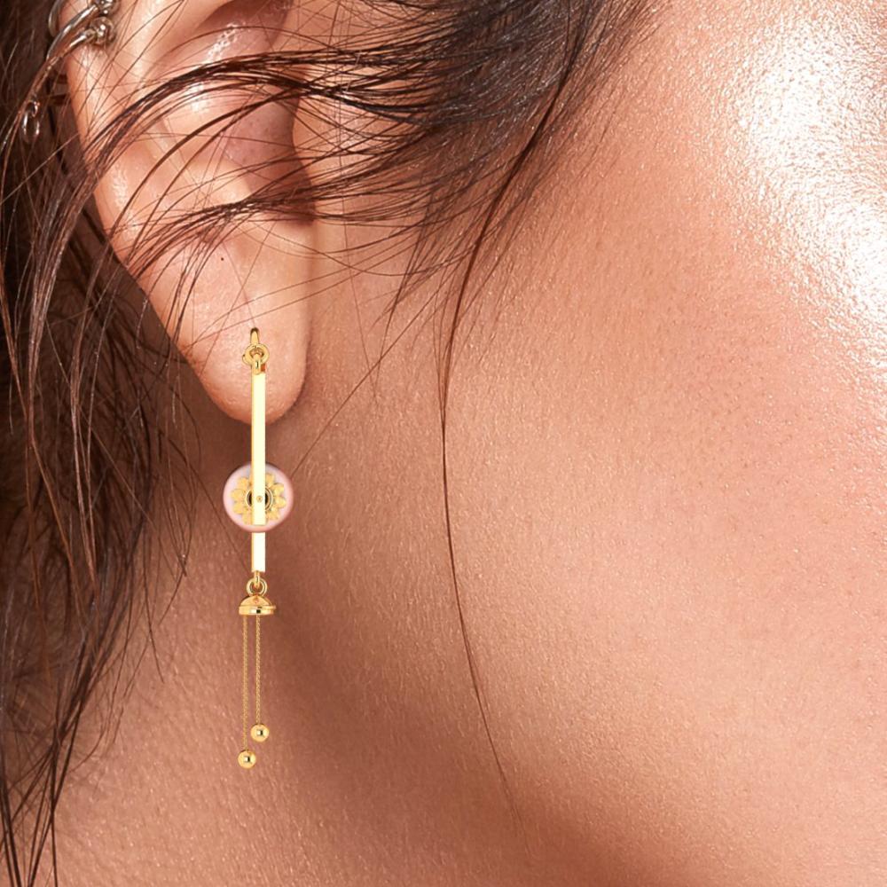 18k Gold Dangler Earrings With Very Unique Craftsmanship - Image 5