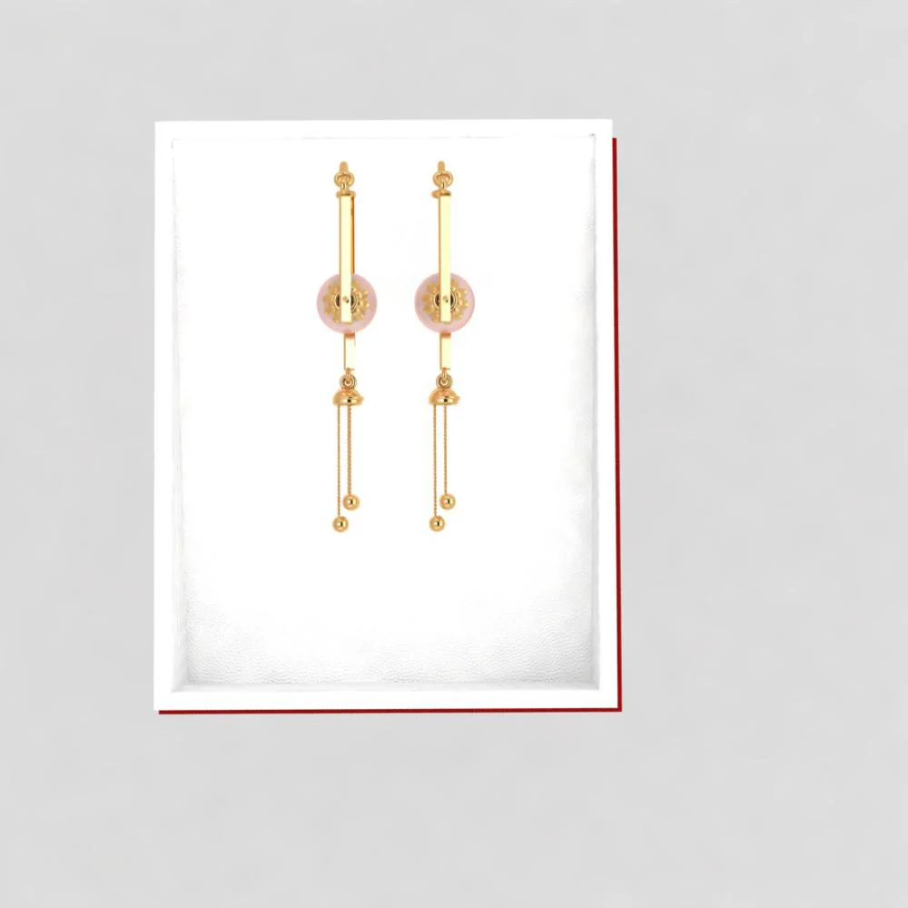 18k Gold Dangler Earrings With Very Unique Craftsmanship - Image 6