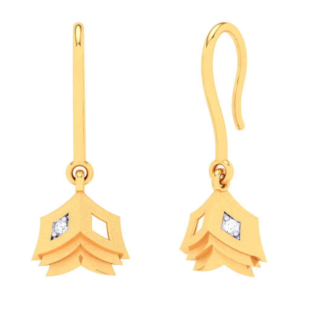 18k Gold & Diamond Hanging Earrings In The Shape Of Book From Diamond Collection - Image 2