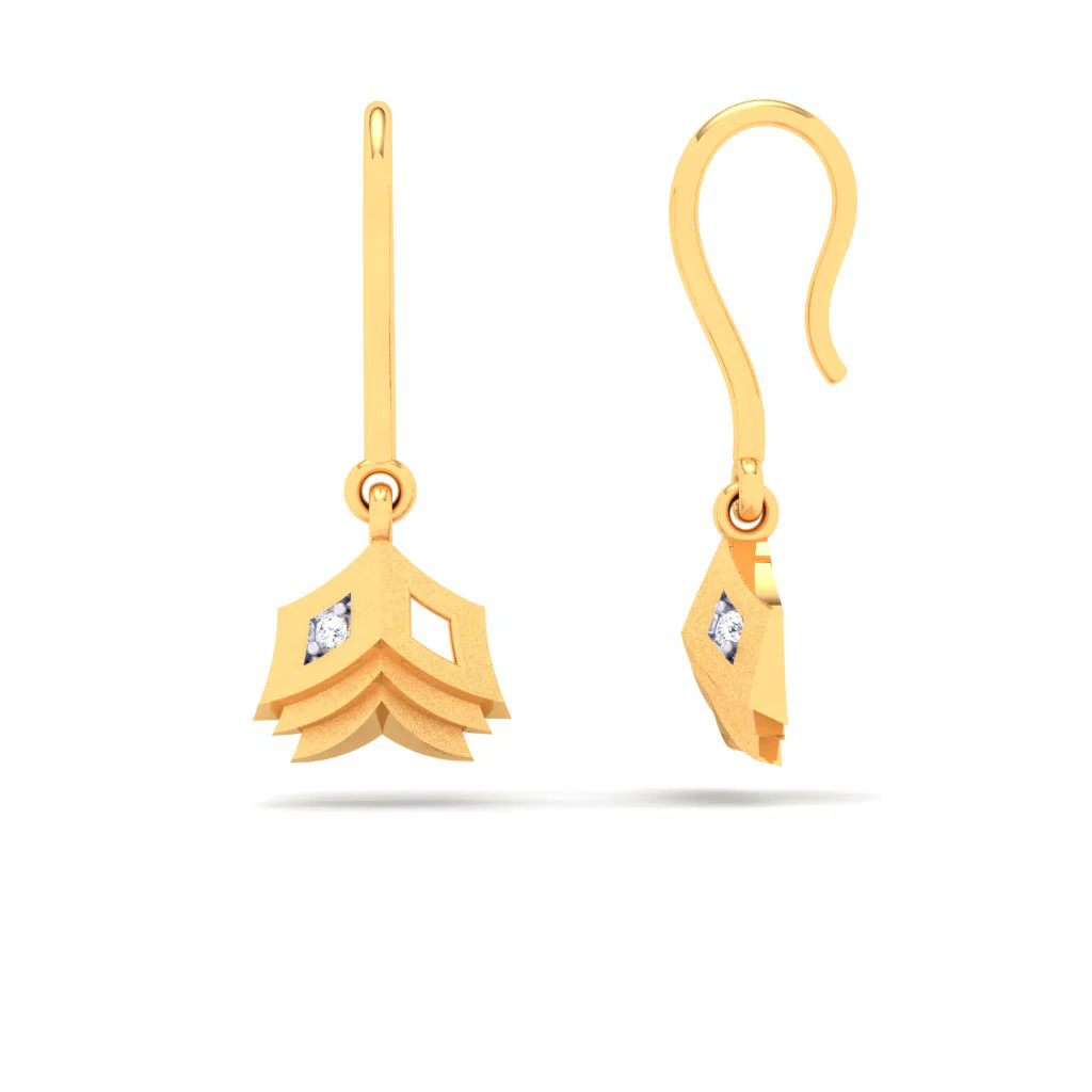 18k Gold & Diamond Hanging Earrings In The Shape Of Book From Diamond Collection - Image 3