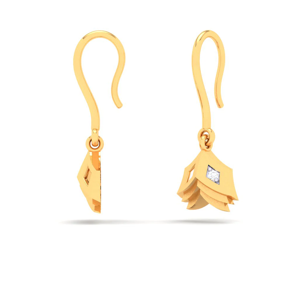 18k Gold & Diamond Hanging Earrings In The Shape Of Book From Diamond Collection - Image 4