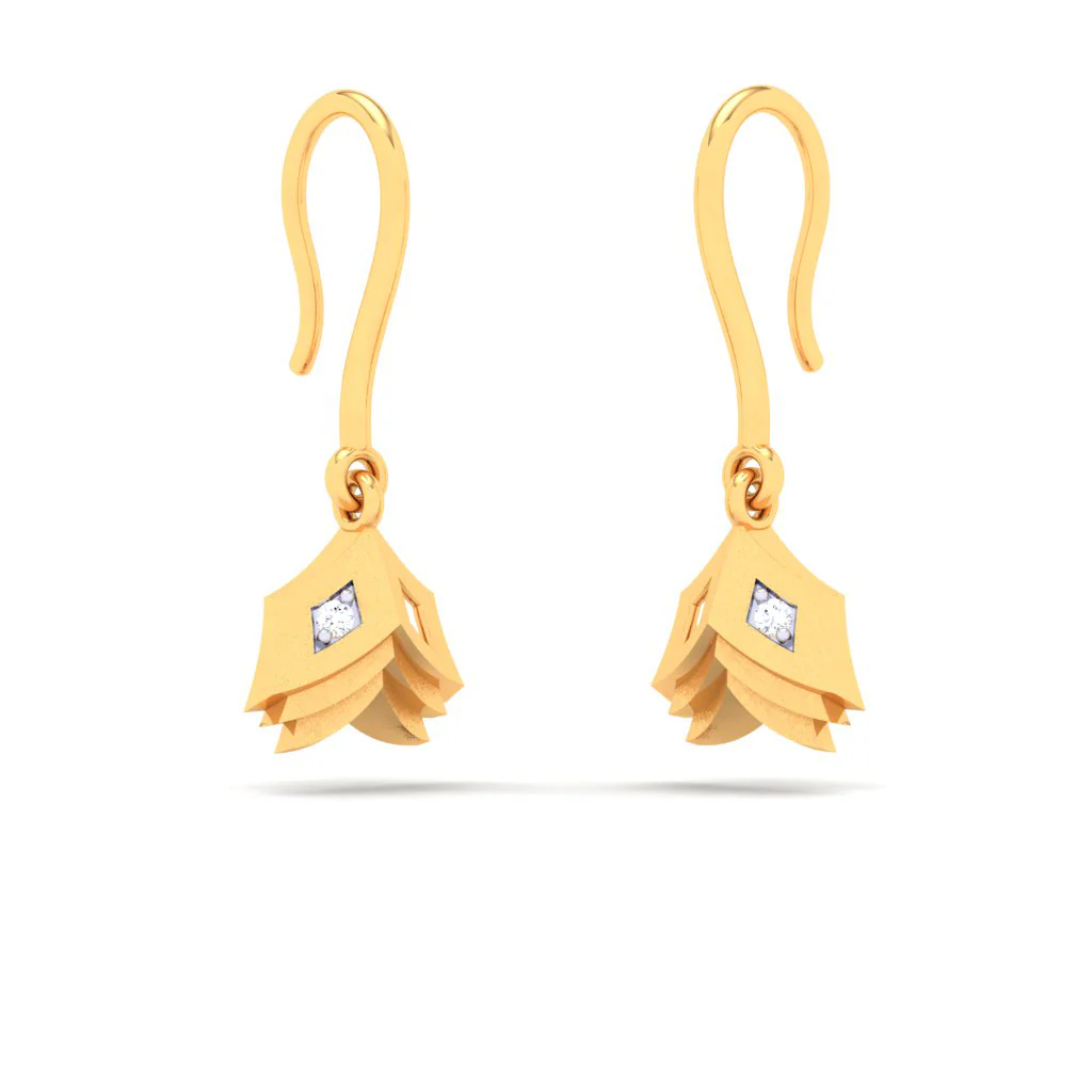 18k Gold & Diamond Hanging Earrings In The Shape Of Book From Diamond Collection - Image 6