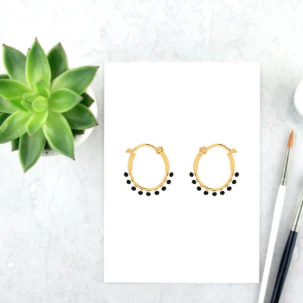 18k Gold Loop Mangalsutra Earrings With Black Stones From Online Exclusive - Image 5