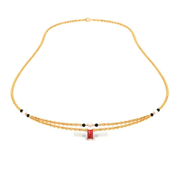 18k Gold Mangalsutra Adorned With A Red Stone From Pc Chandra Jewellers Online Exclusive - Image 3