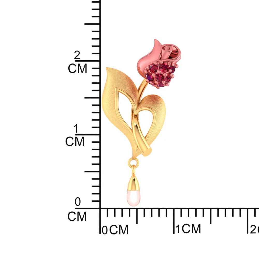 18k Gold Necklace With A Yellow Flower Motif And A Pearl Drop - Image 4