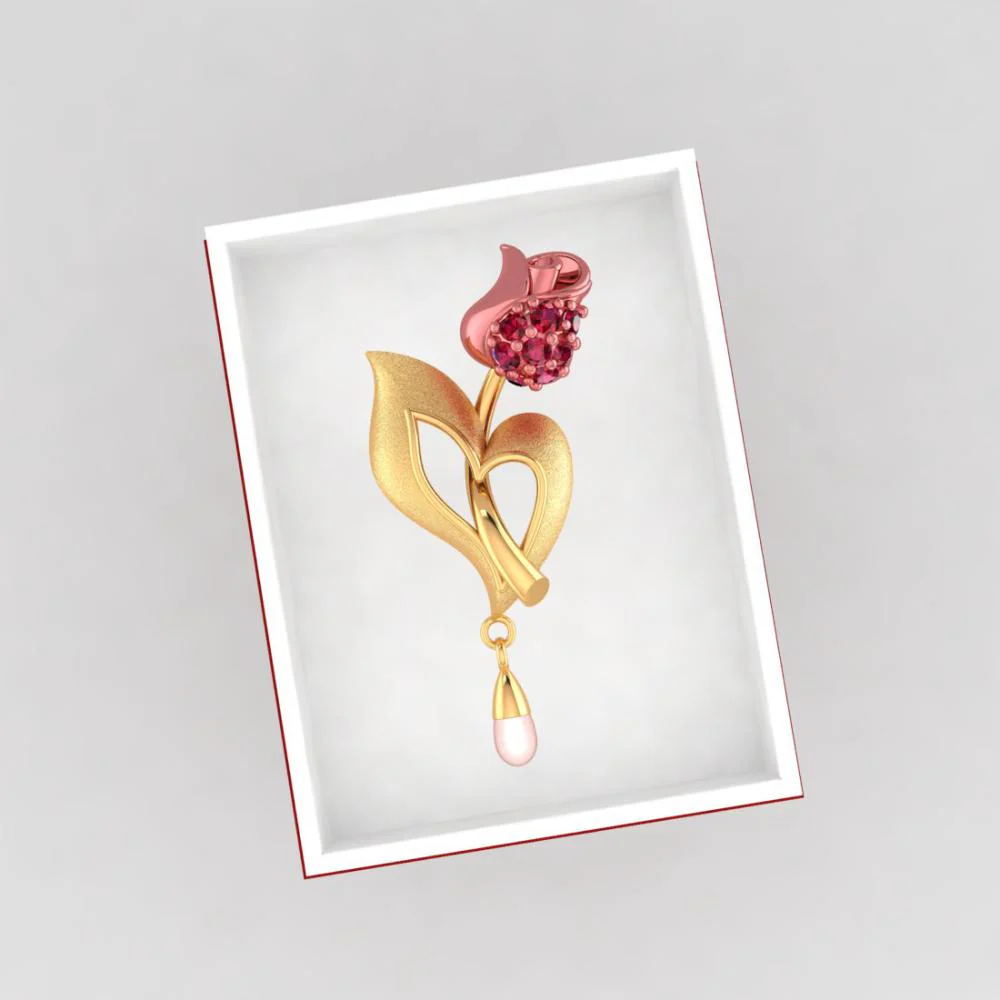 18k Gold Necklace With A Yellow Flower Motif And A Pearl Drop - Image 6