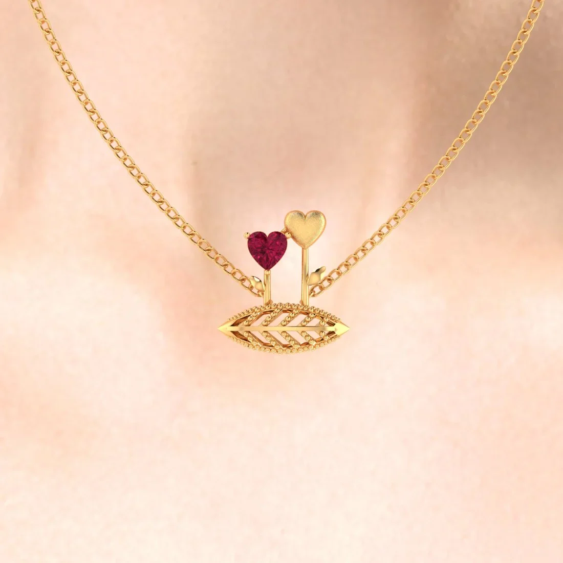 18K Gold Necklace With Love In Bloom Design - Image 6