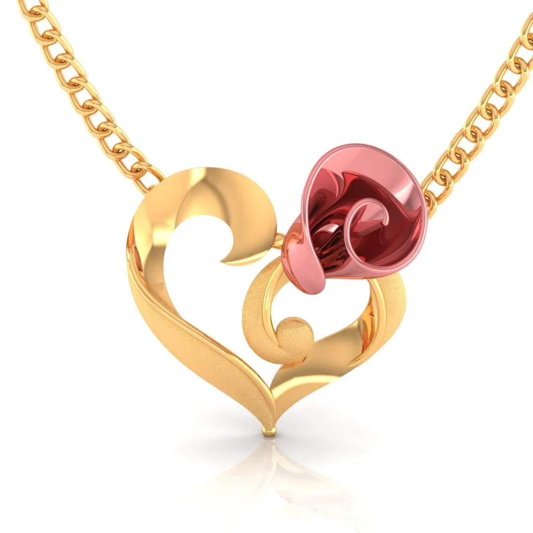 18K Gold Necklace With Rose Heart Motif - Image 3
