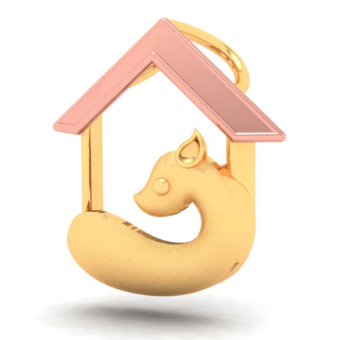 18k Gold Pendant In The Shape Of A Cute Pet With Yellow Gold Roof From Online Exclusive Collection - Image 2