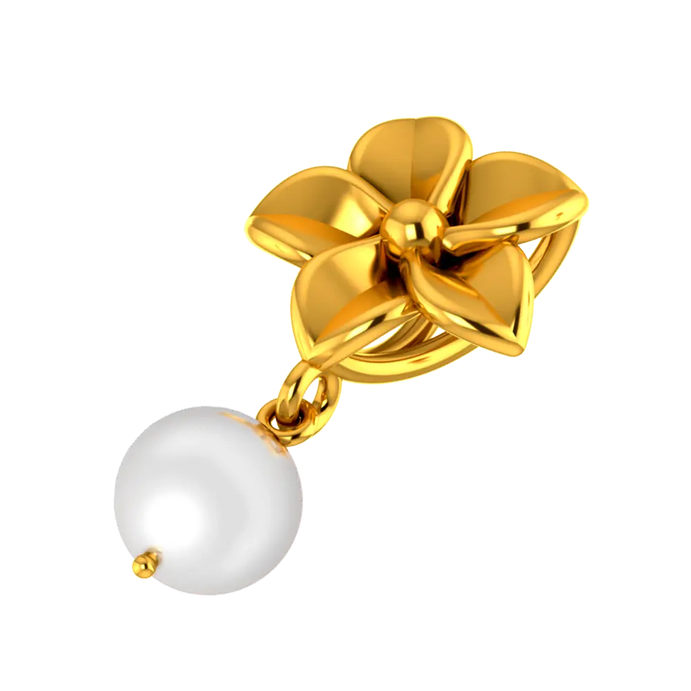 18k Gold Pendant With A Five-petal Floral Design And A Pearl - Image 2