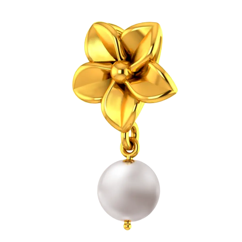 18k Gold Pendant With A Five-petal Floral Design And A Pearl - Image 3