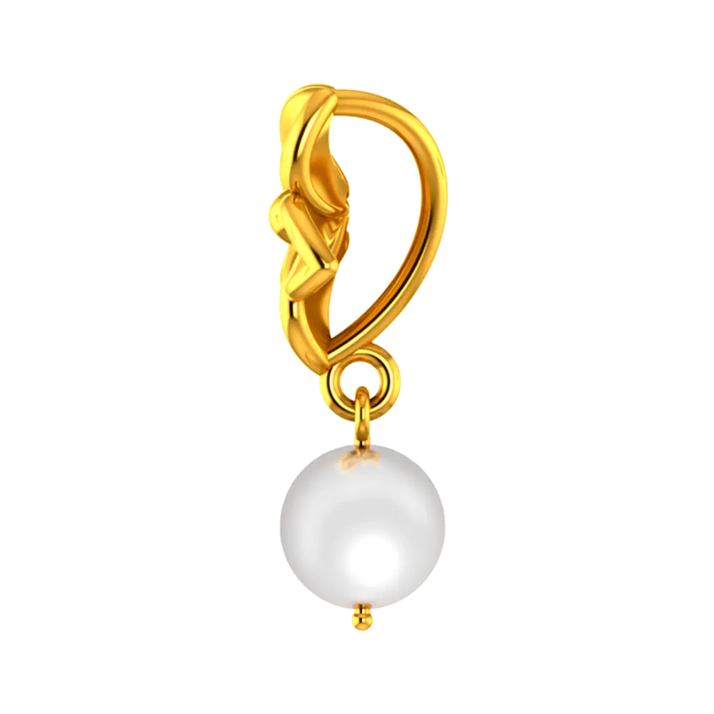 18k Gold Pendant With A Five-petal Floral Design And A Pearl - Image 4