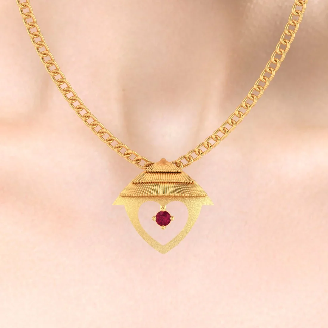 18K Gold Pendant With Sheltered Heart Design - Image 4