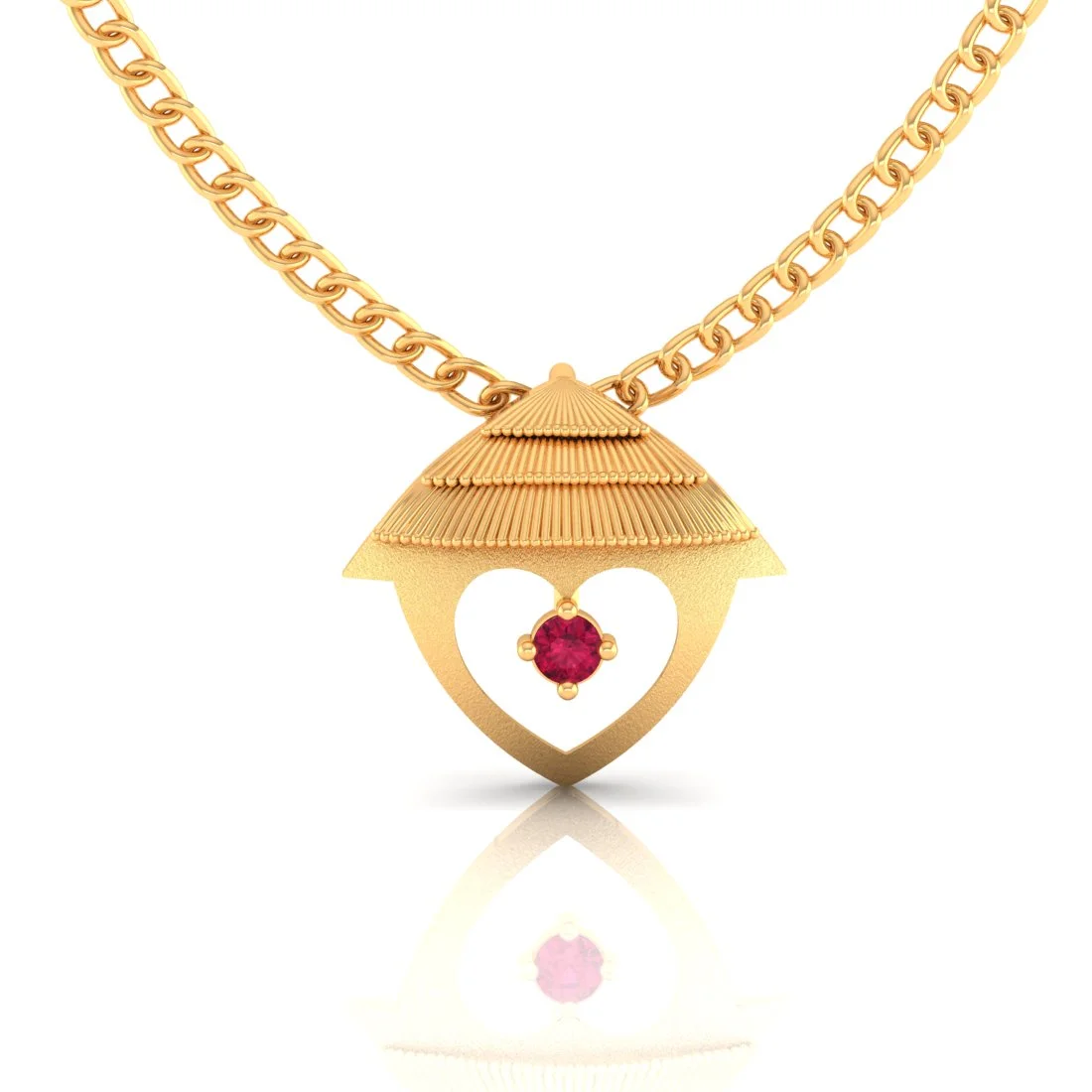 18K Gold Pendant With Sheltered Heart Design - Image 5