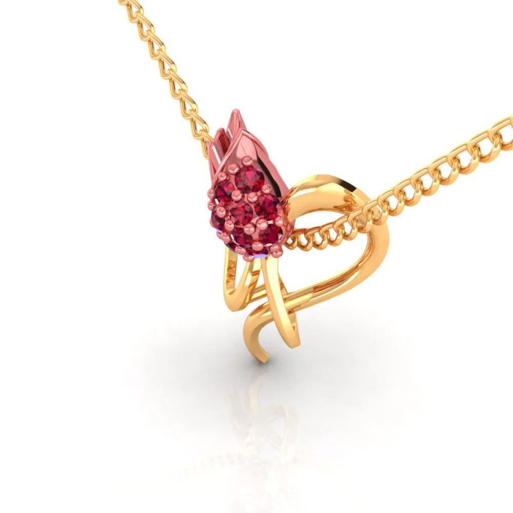 18k Gold Pendant With Stone-studded Yellow Entwined In A Leaf Design - Image 2