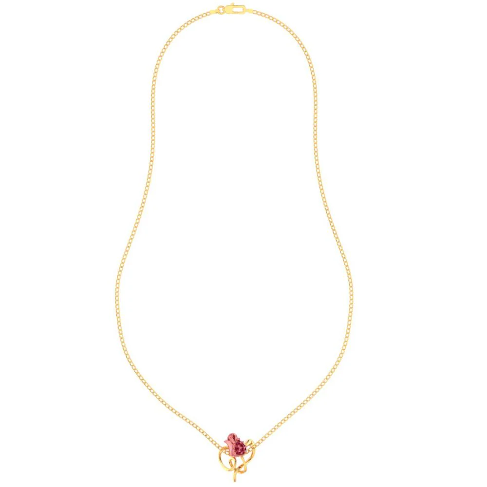18k Gold Pendant With Stone-studded Yellow Entwined In A Leaf Design - Image 3