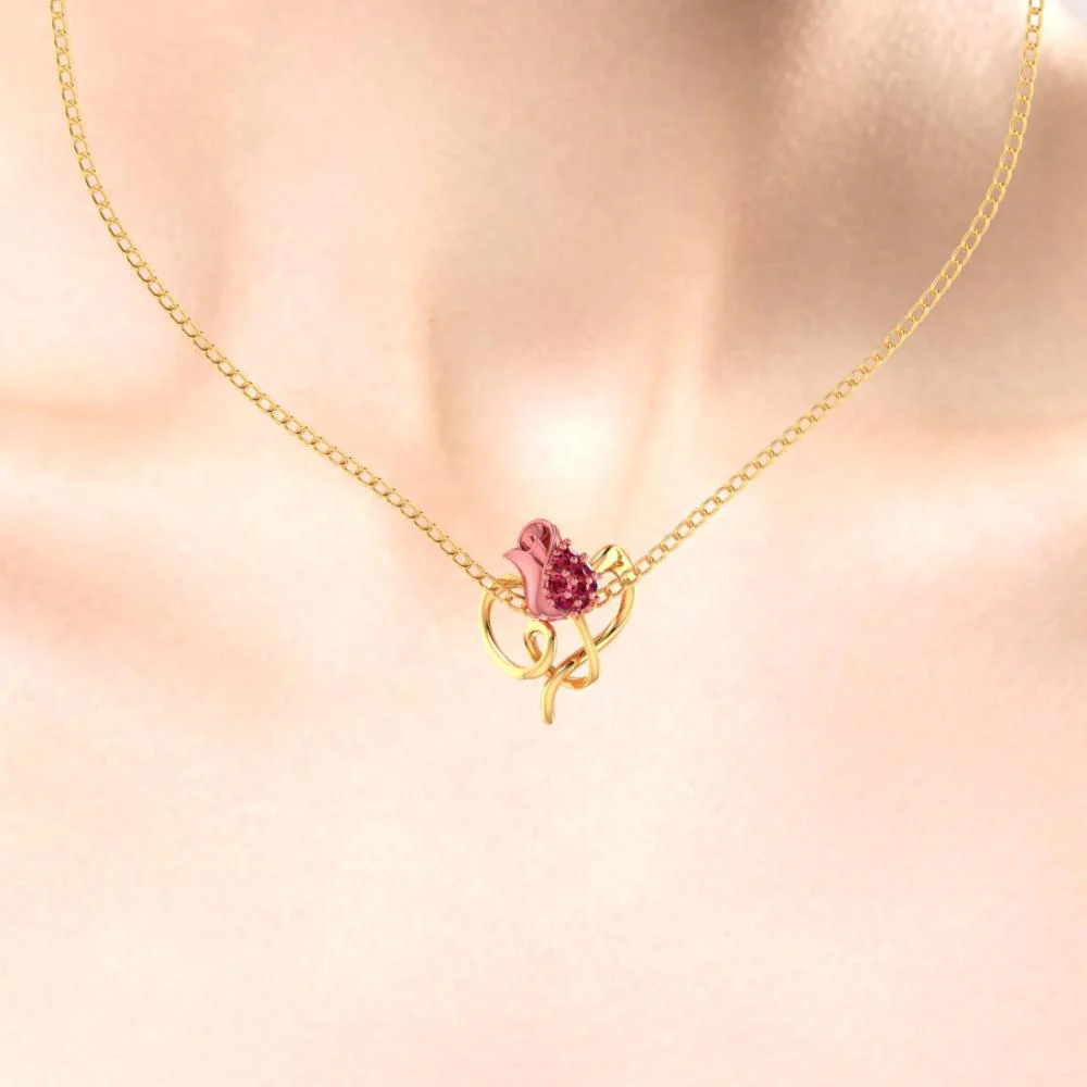 18k Gold Pendant With Stone-studded Yellow Entwined In A Leaf Design - Image 5