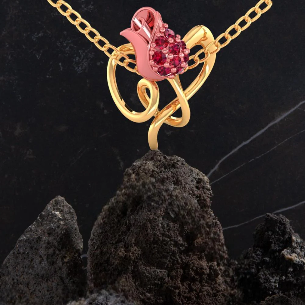 18k Gold Pendant With Stone-studded Yellow Entwined In A Leaf Design - Image 7