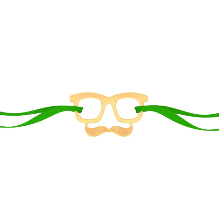 18k Gold Rakhi In Specs And Moustache Motif - Image 3