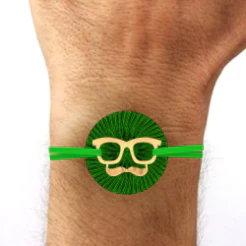 18k Gold Rakhi In Specs And Moustache Motif - Image 5