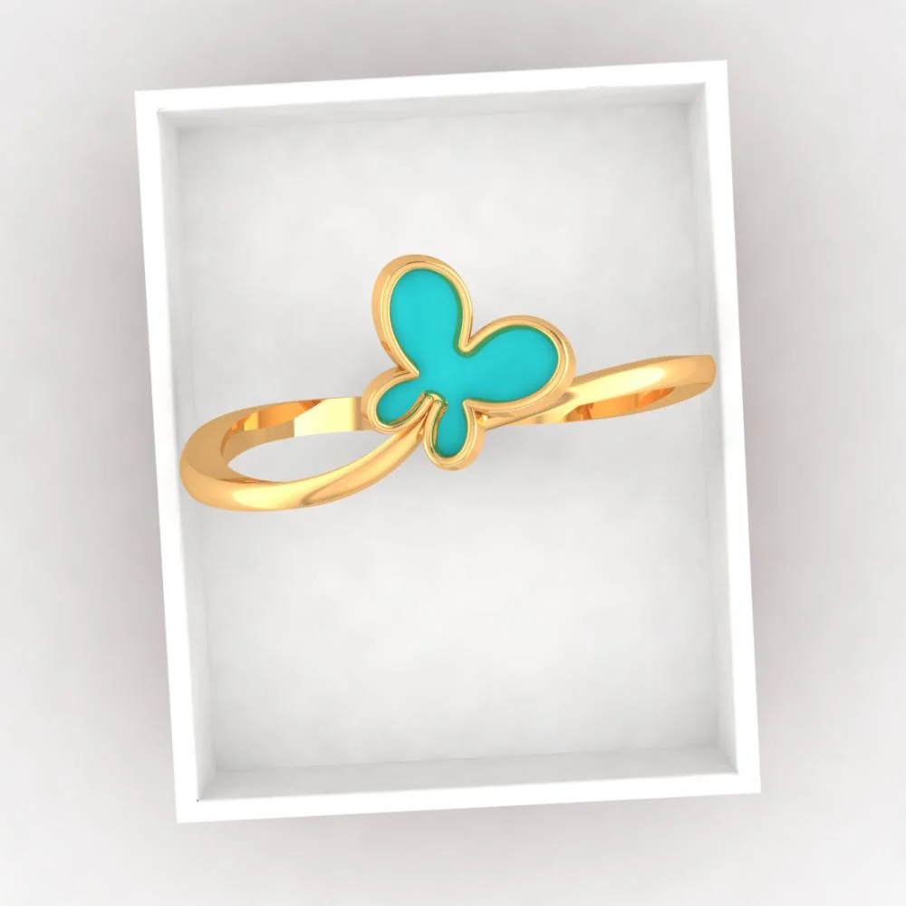 18k Gold Ring With A Butterfly On Top - Image 6