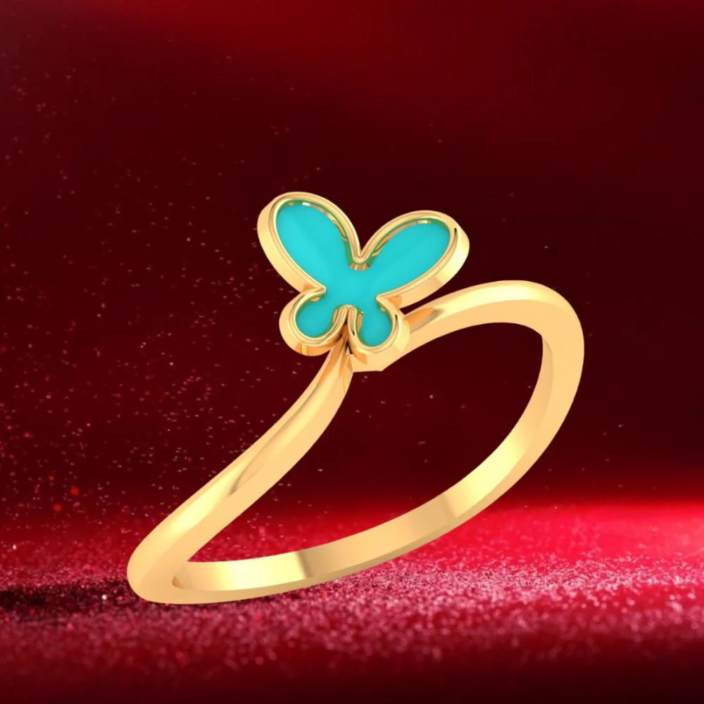 18k Gold Ring With A Butterfly On Top - Image 7