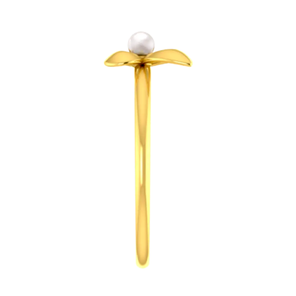 18k Gold Ring With Butterfly Wings And A Pearl In The Middle - Image 5