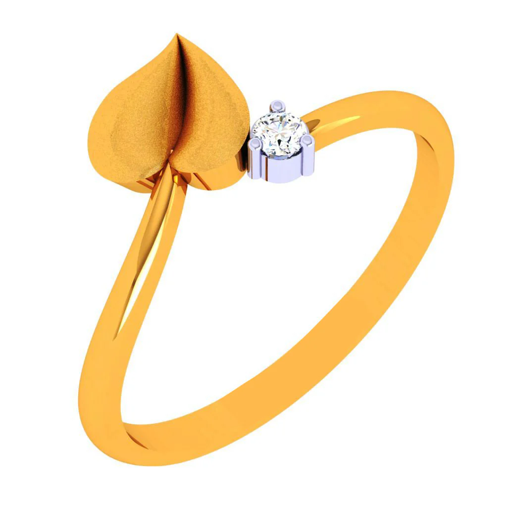 18k Golden Leaf Motif Diamond Ring - Image 2