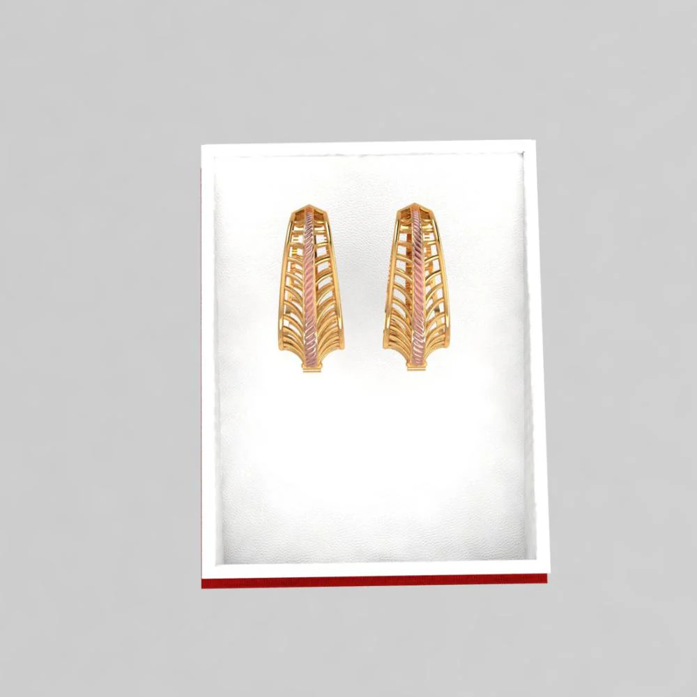 18k Graceful Gold Earrings With A Very Unique Design And A Yellow Gold Touch - Image 6