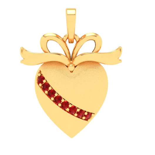 18k Heart Shape Gold Pendant With A Bow From Online Exclusive Collection
