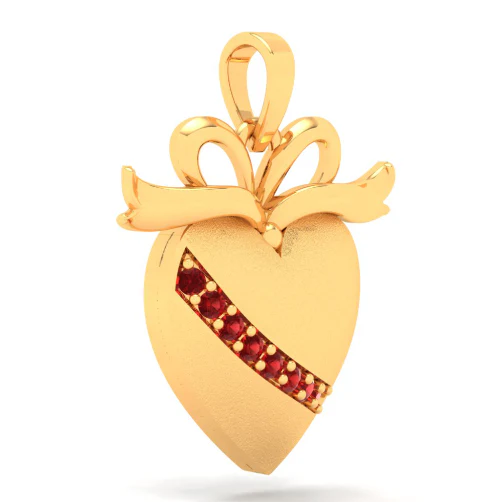 18k Heart Shape Gold Pendant With A Bow From Online Exclusive Collection - Image 2