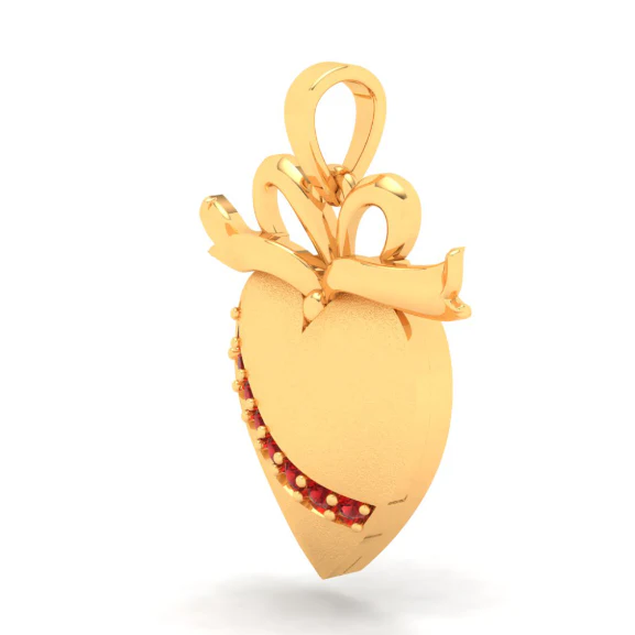 18k Heart Shape Gold Pendant With A Bow From Online Exclusive Collection - Image 3