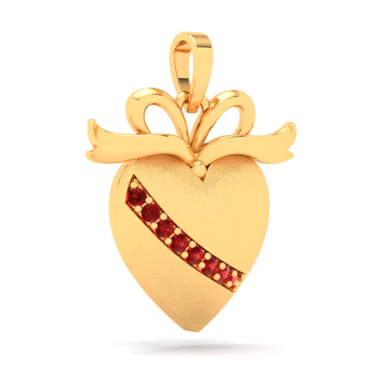 18k Heart Shape Gold Pendant With A Bow From Online Exclusive Collection - Image 4