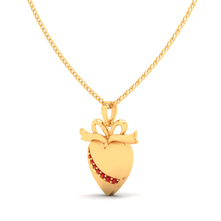 18k Heart Shape Gold Pendant With A Bow From Online Exclusive Collection - Image 6